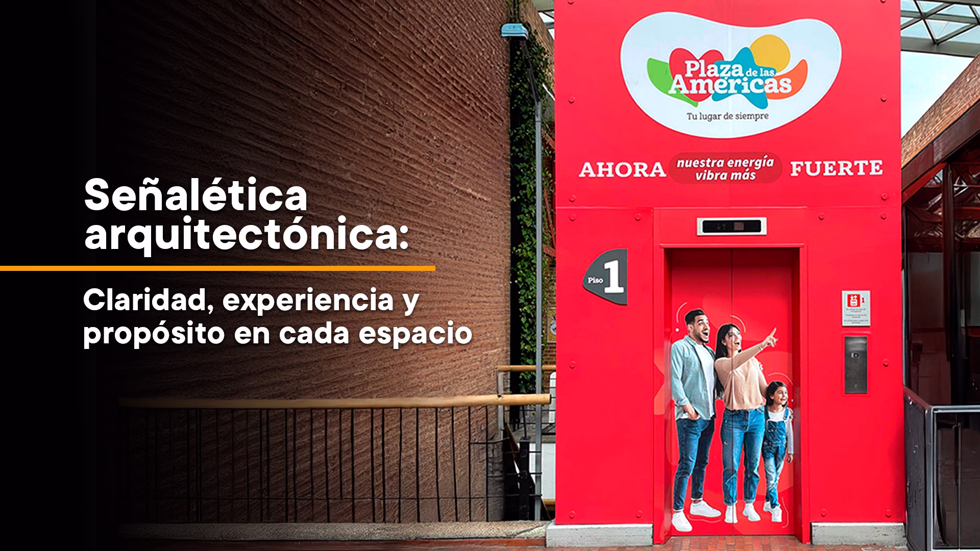 Vestíbulo corporativo moderno con señalética arquitectónica integrada: directorios, símbolos y pantallas digitales en armonía con el diseño del espacio